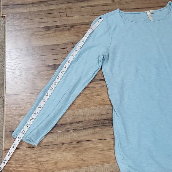 J. JILL PURE JILL Aqua Blue Scoop Neck Cotton Linen Blend Lightweight Sweater - Picture 11 of 11